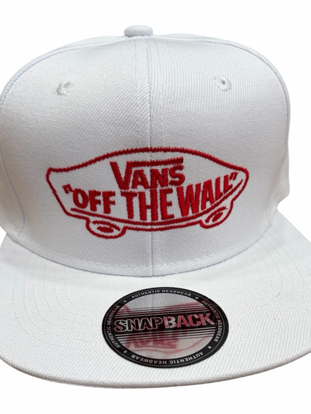 Vans White Snapback Hat with Red Skate Logo vans off the wall hat new vans hat